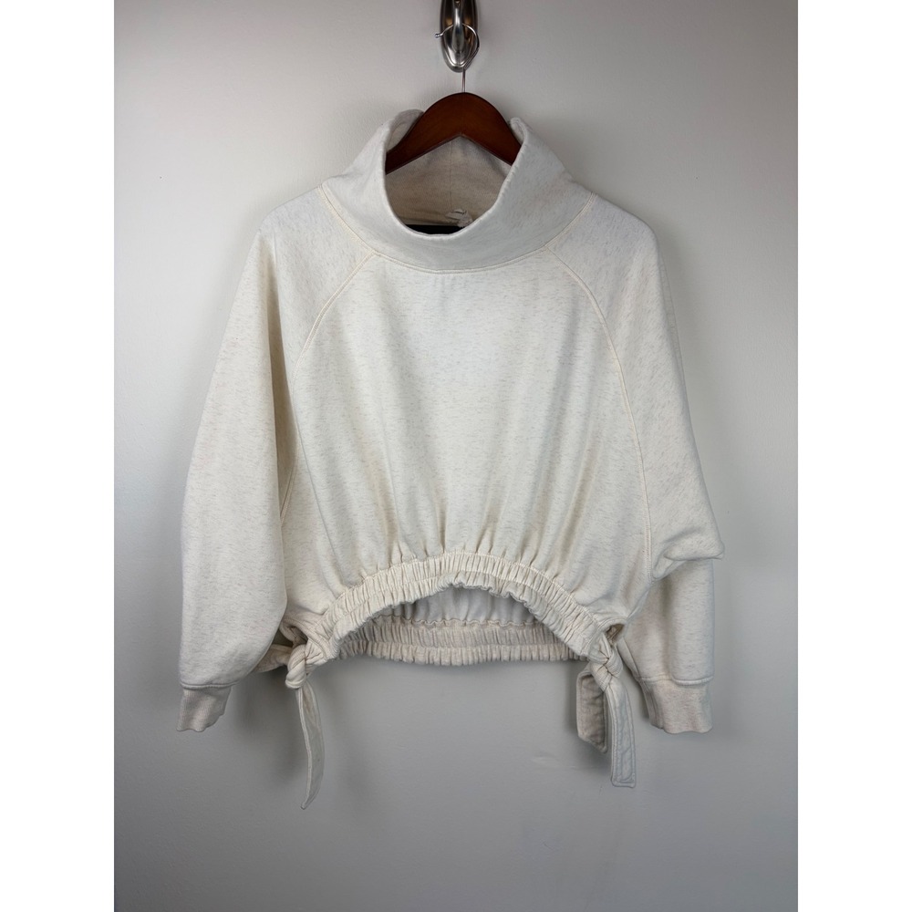 Daily Practice Anthropologie Tunnel Neck Sweatshirt Small Cream Side Tie Cropped